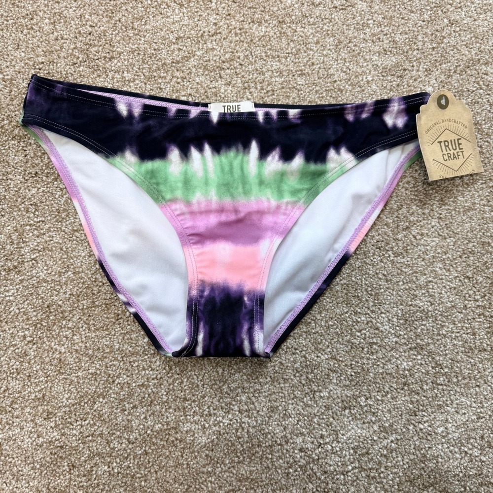 True Craft Womens Tie Dye Bikini Bottoms XL Green Black NEW Swim Boho Festival